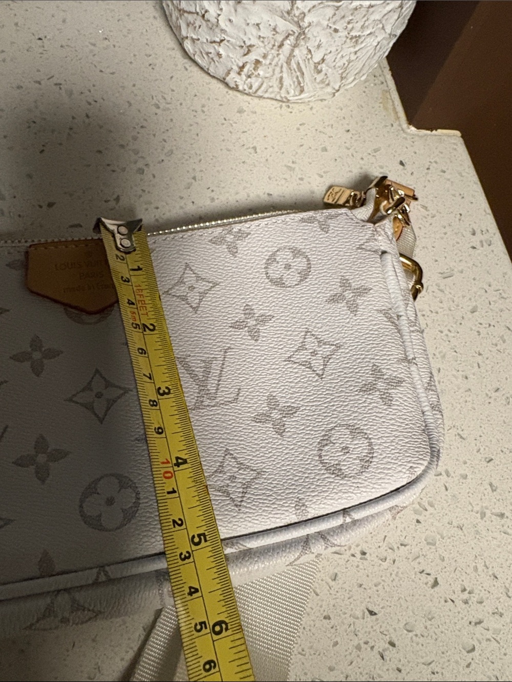 White Designer Monogram Crossbody Bag - Picture 5 of 8